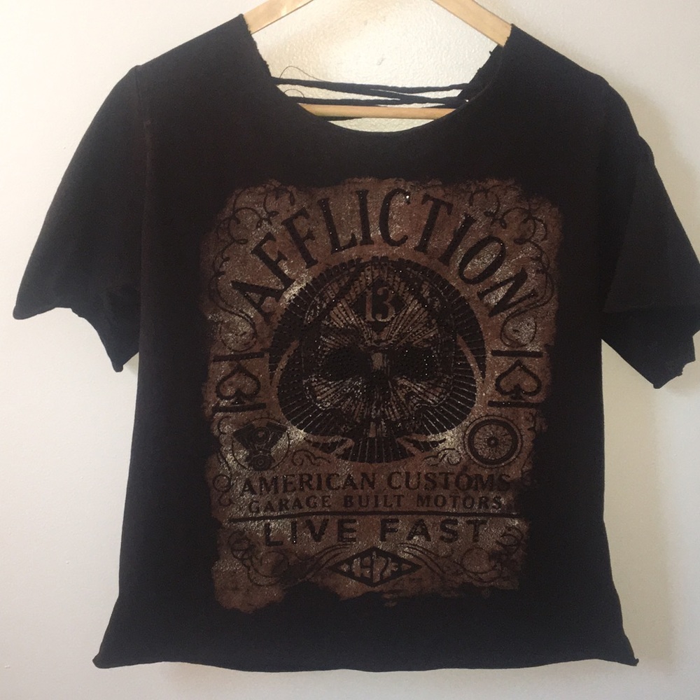 Distressed lace up back tee